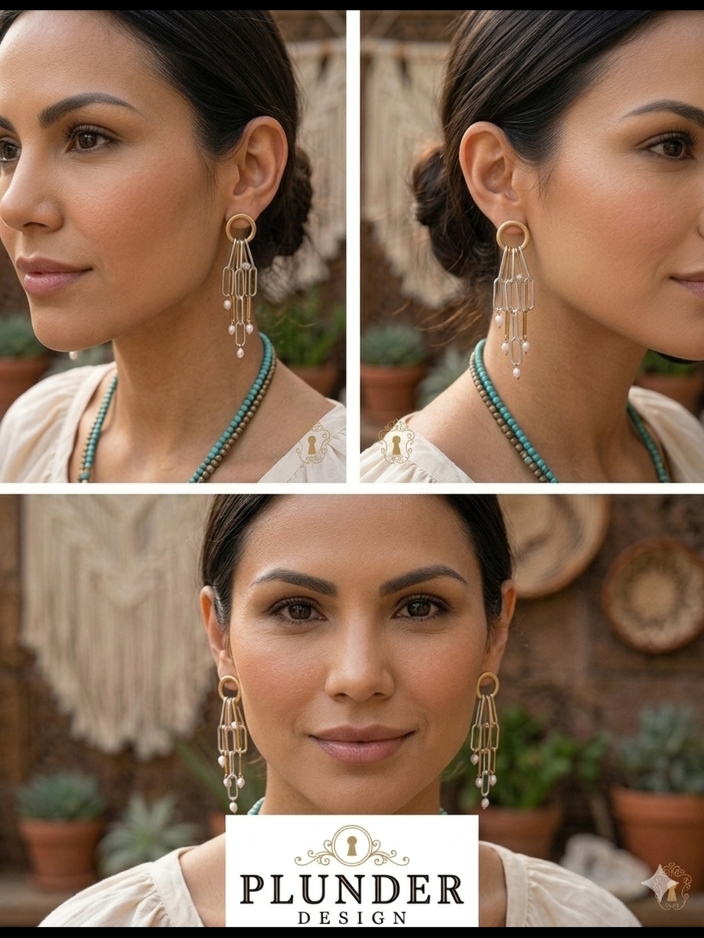 Plunder Gold Pearl Cascade Drop Earrings